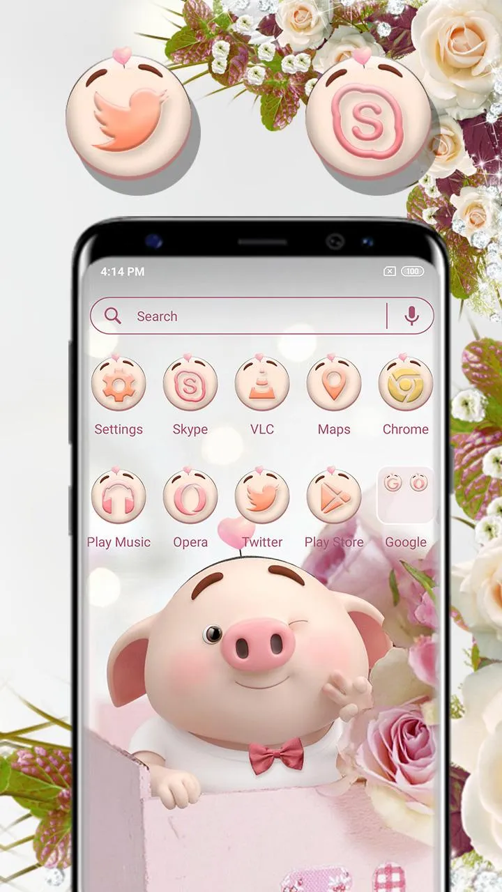 Cute Piggy Launcher Theme | Indus Appstore | Screenshot