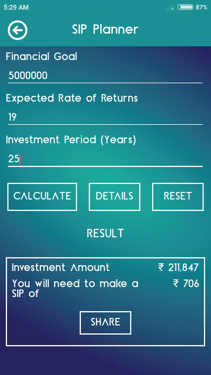 SIP Calculator Financial Plans | Indus Appstore | Screenshot