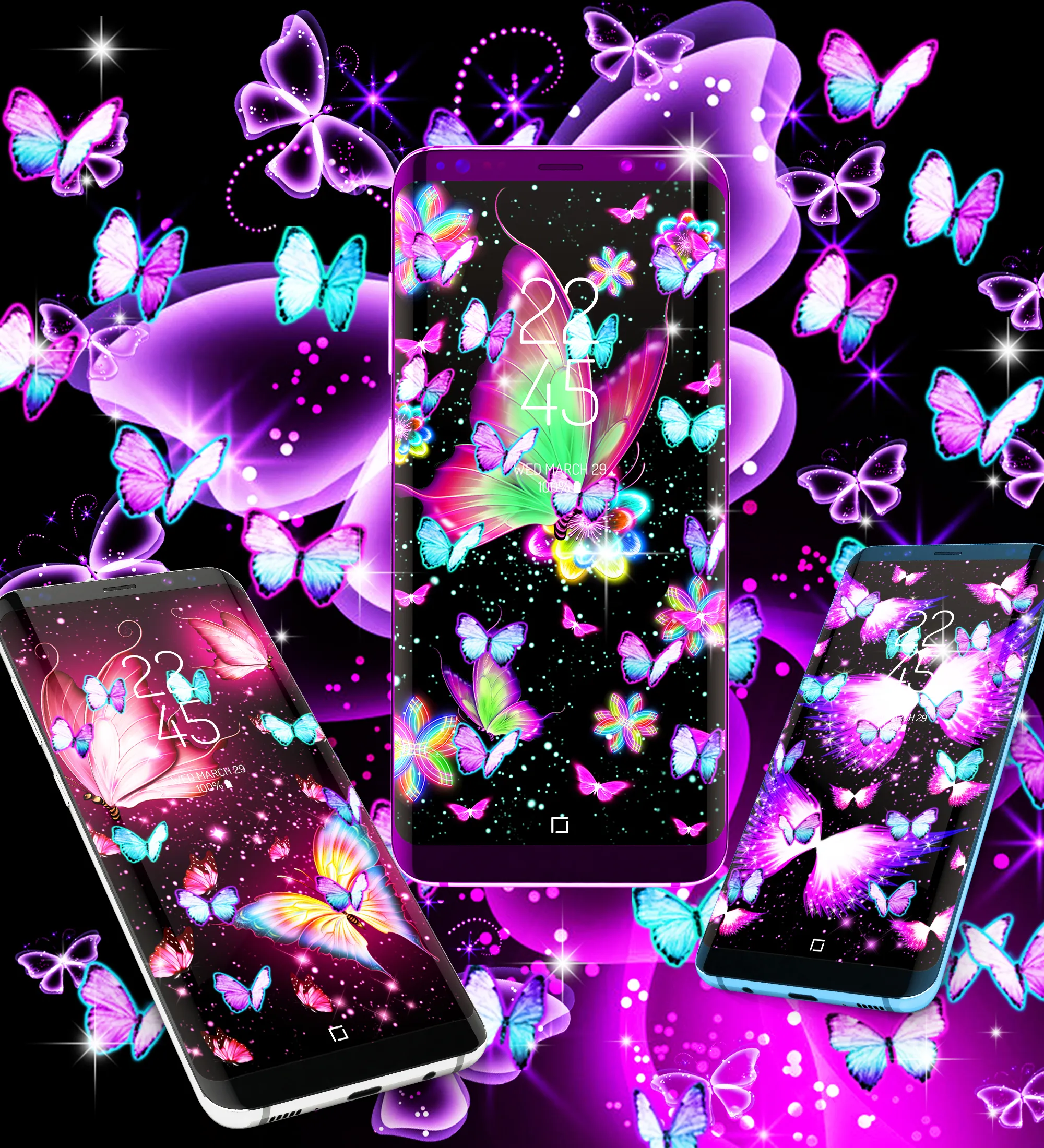 Neon butterfly glow wallpapers | Indus Appstore | Screenshot