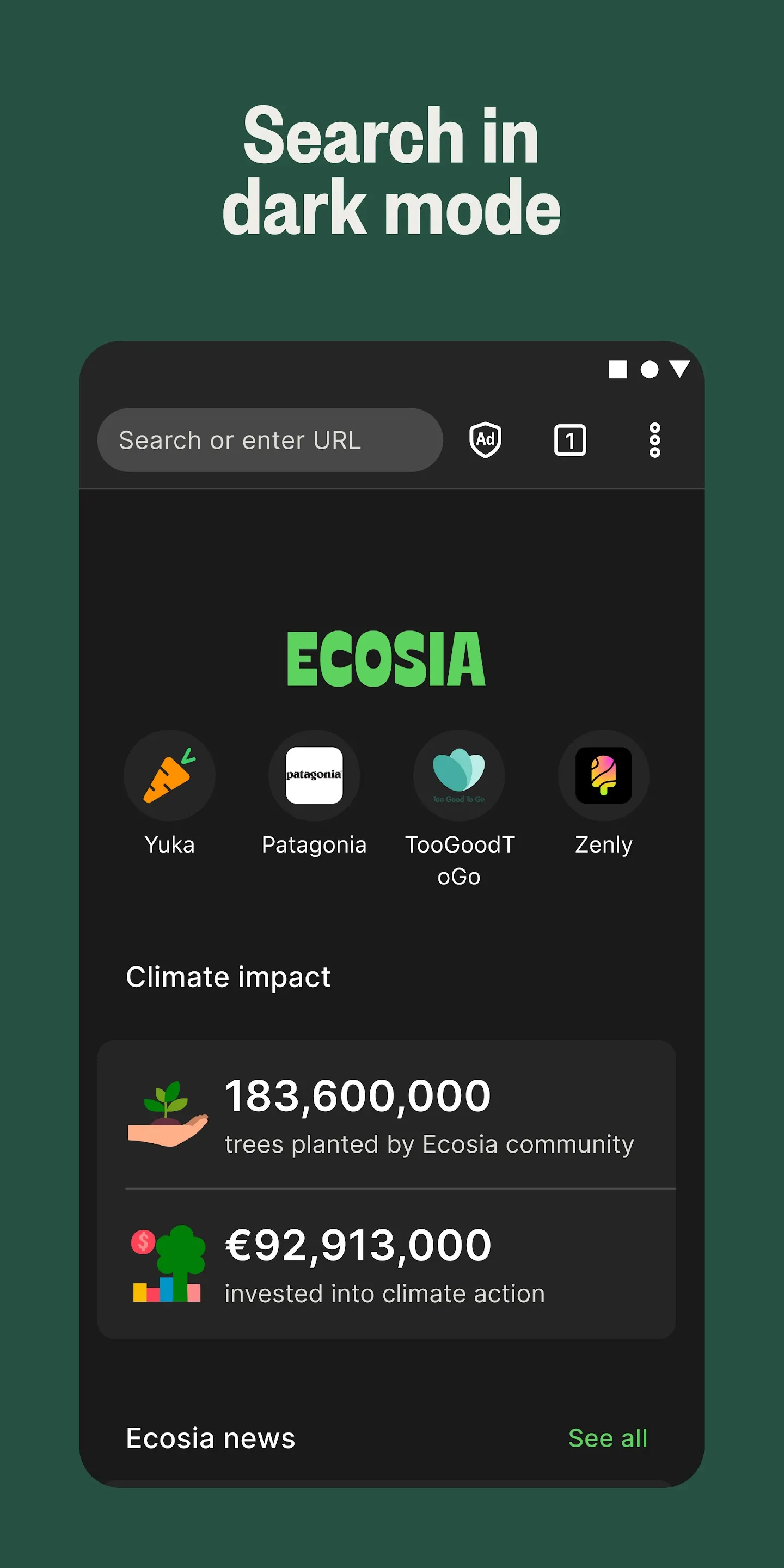 Ecosia - Safe Internet Browser | Indus Appstore | Screenshot