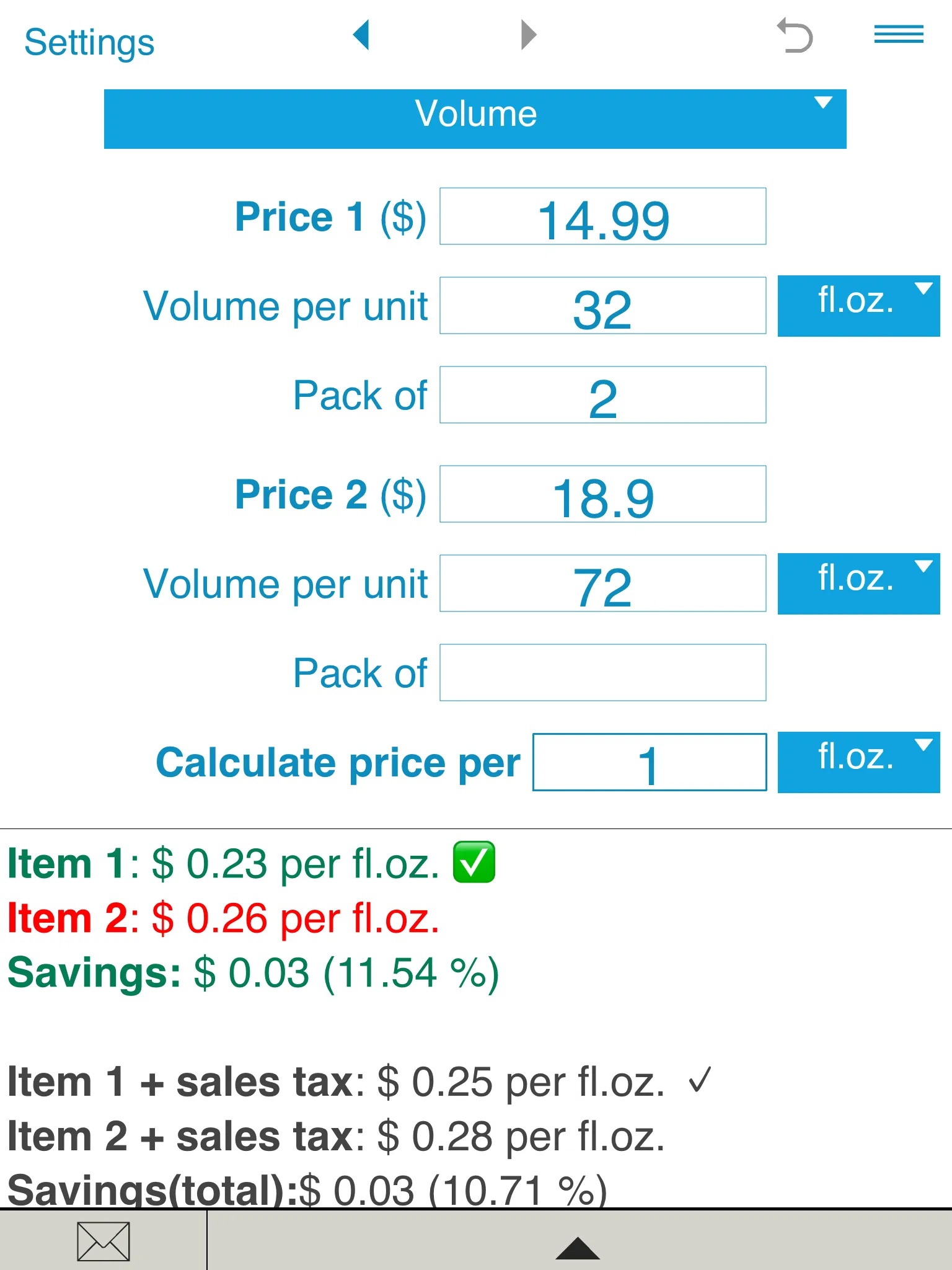 Unit Price Calculator | Indus Appstore | Screenshot