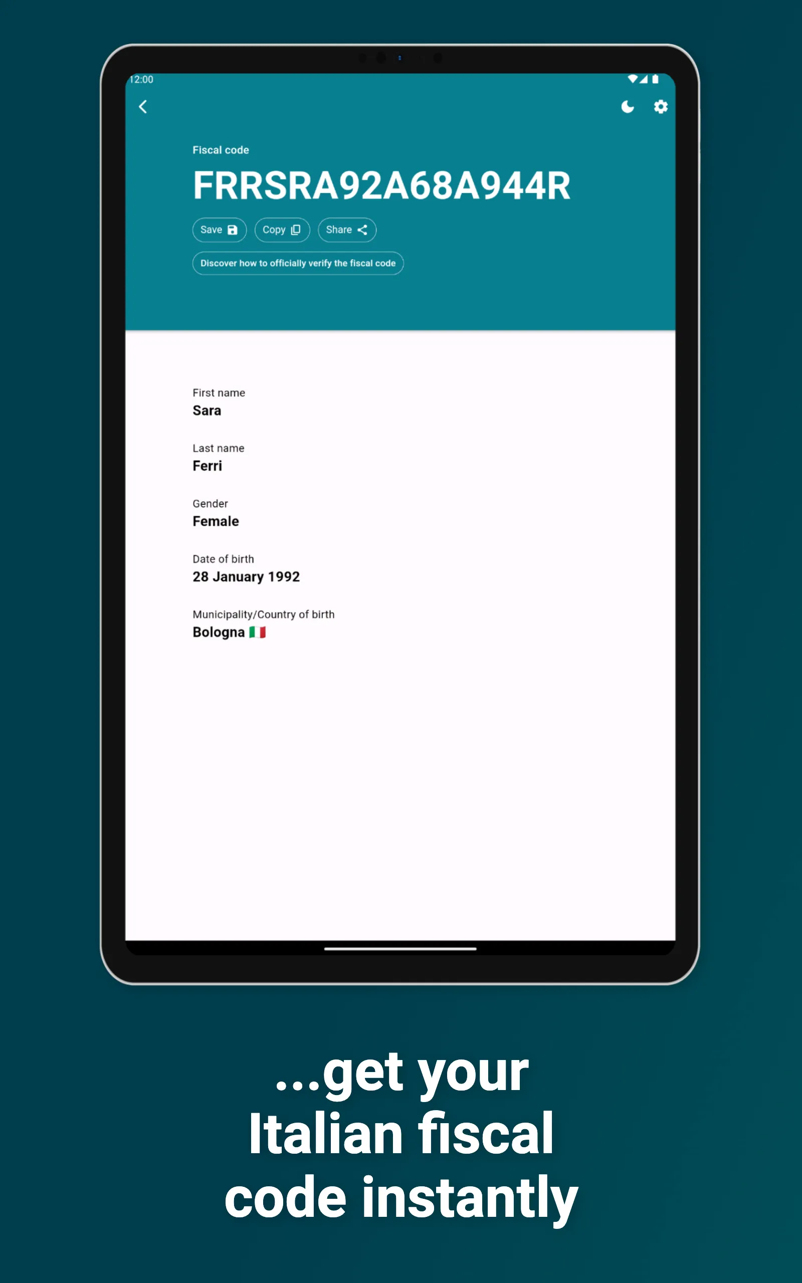 Calculate Italian fiscal code | Indus Appstore | Screenshot