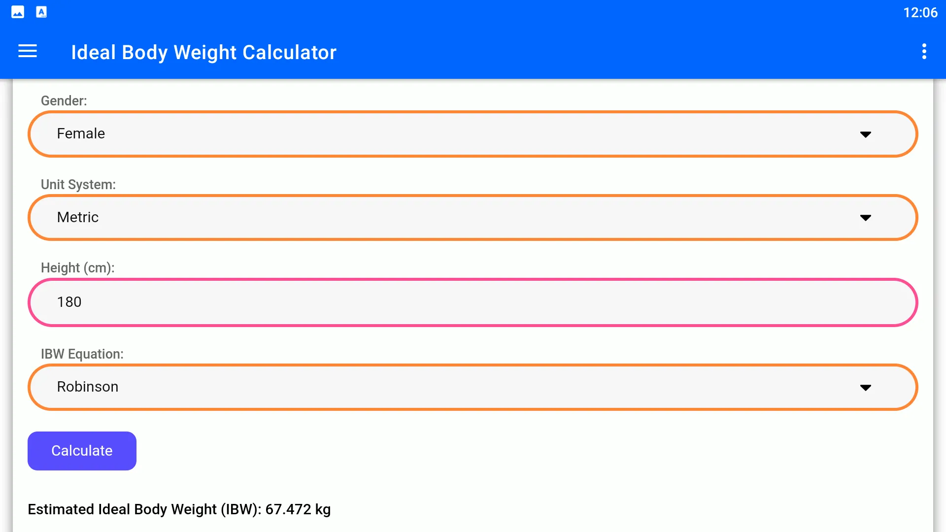 Ideal Body Weight Calculator | Indus Appstore | Screenshot