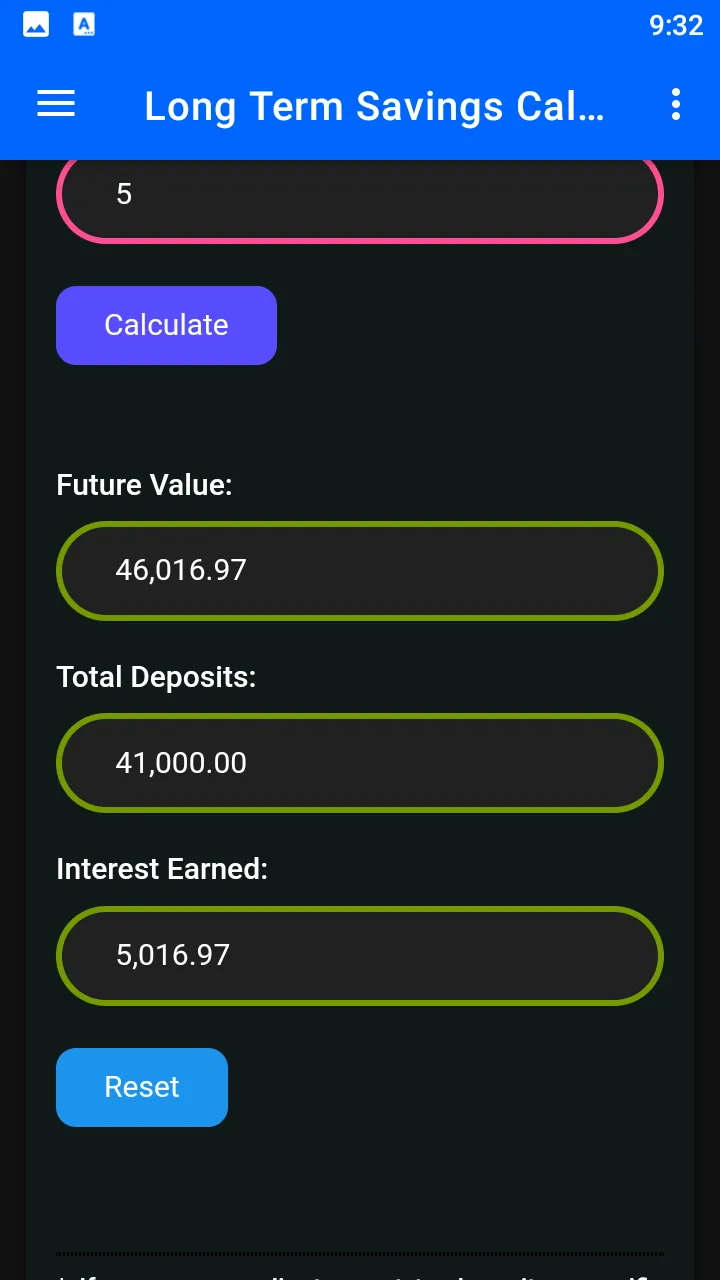 Long Term Savings Calculator | Indus Appstore | Screenshot