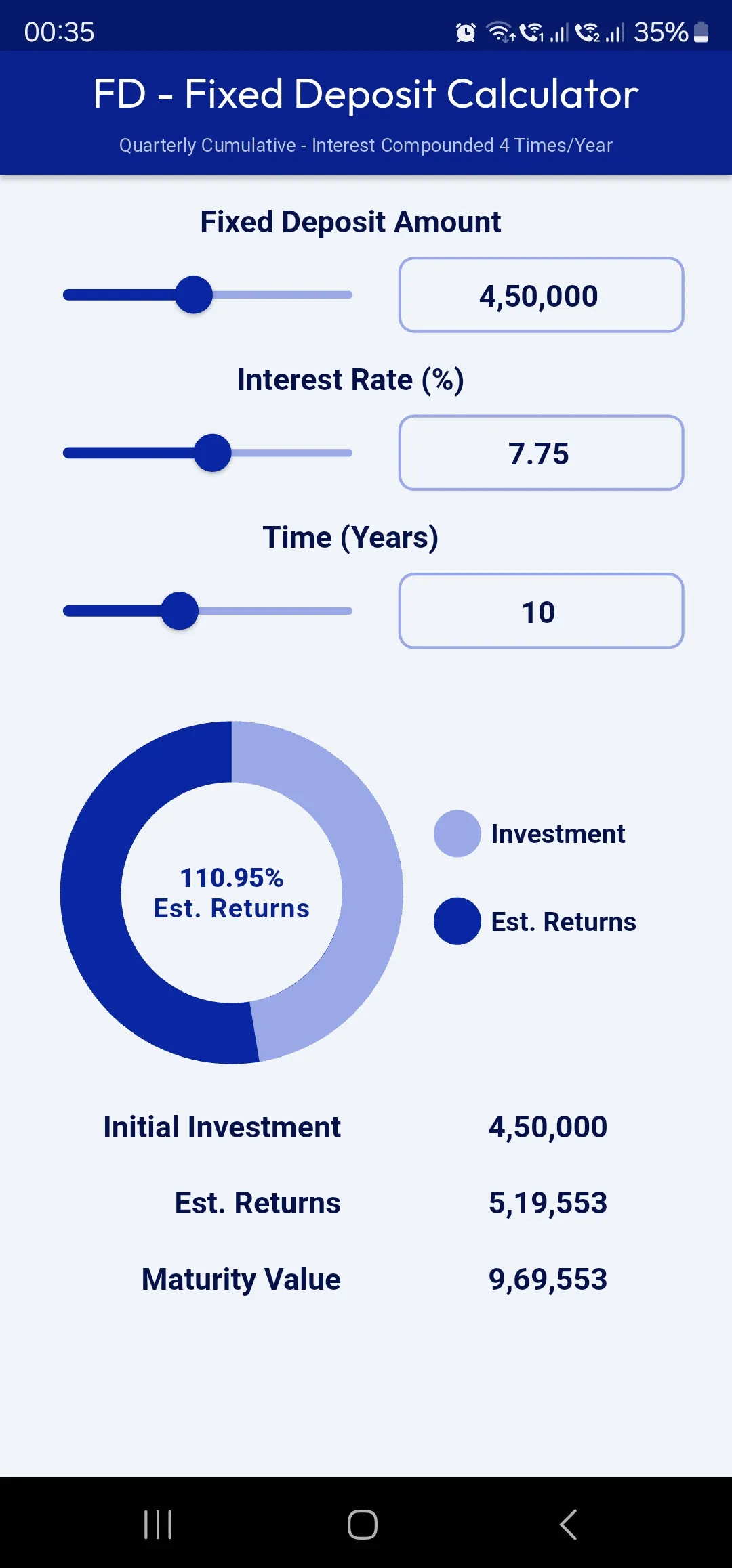 FD - Fixed Deposit Calculator | Indus Appstore | Screenshot