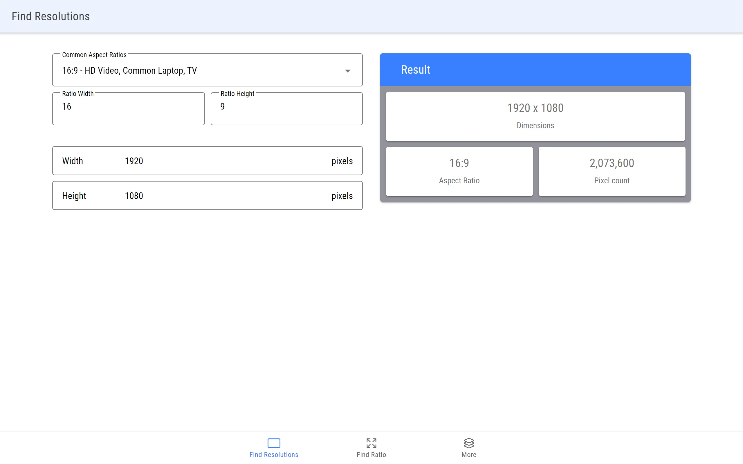 Aspect Ratio Calculator | Indus Appstore | Screenshot