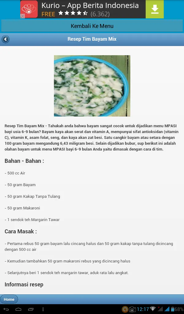 Resep Makanan Bayi Sehat Gizi | Indus Appstore | Screenshot