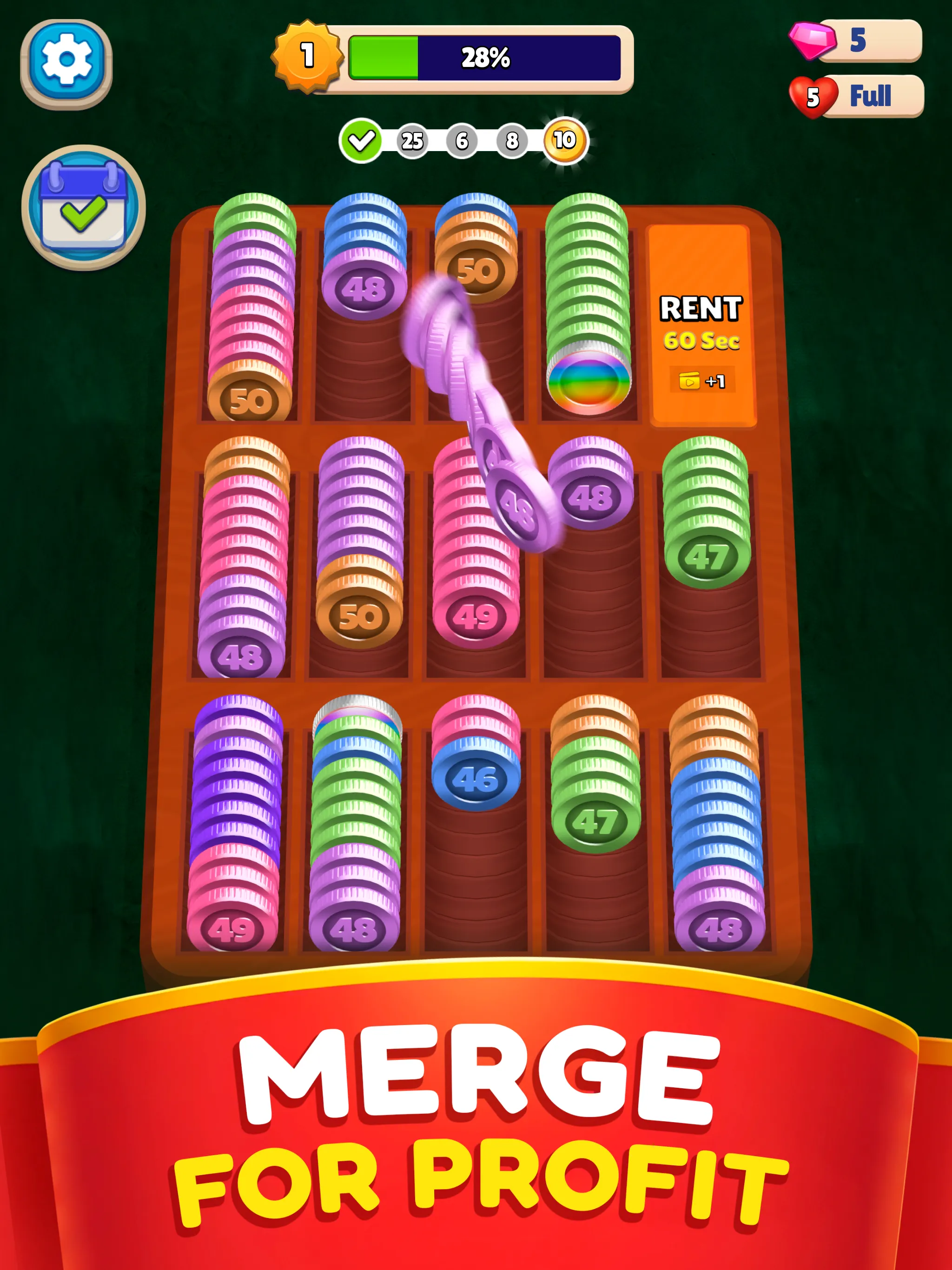Pocket Sort: Coin Merge Puzzle | Indus Appstore | Screenshot