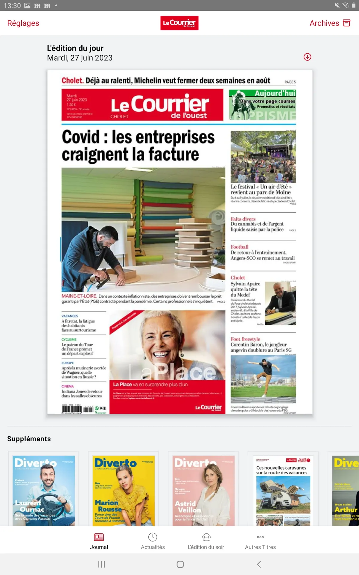 Le Courrier de l'Ouest Journal | Indus Appstore | Screenshot