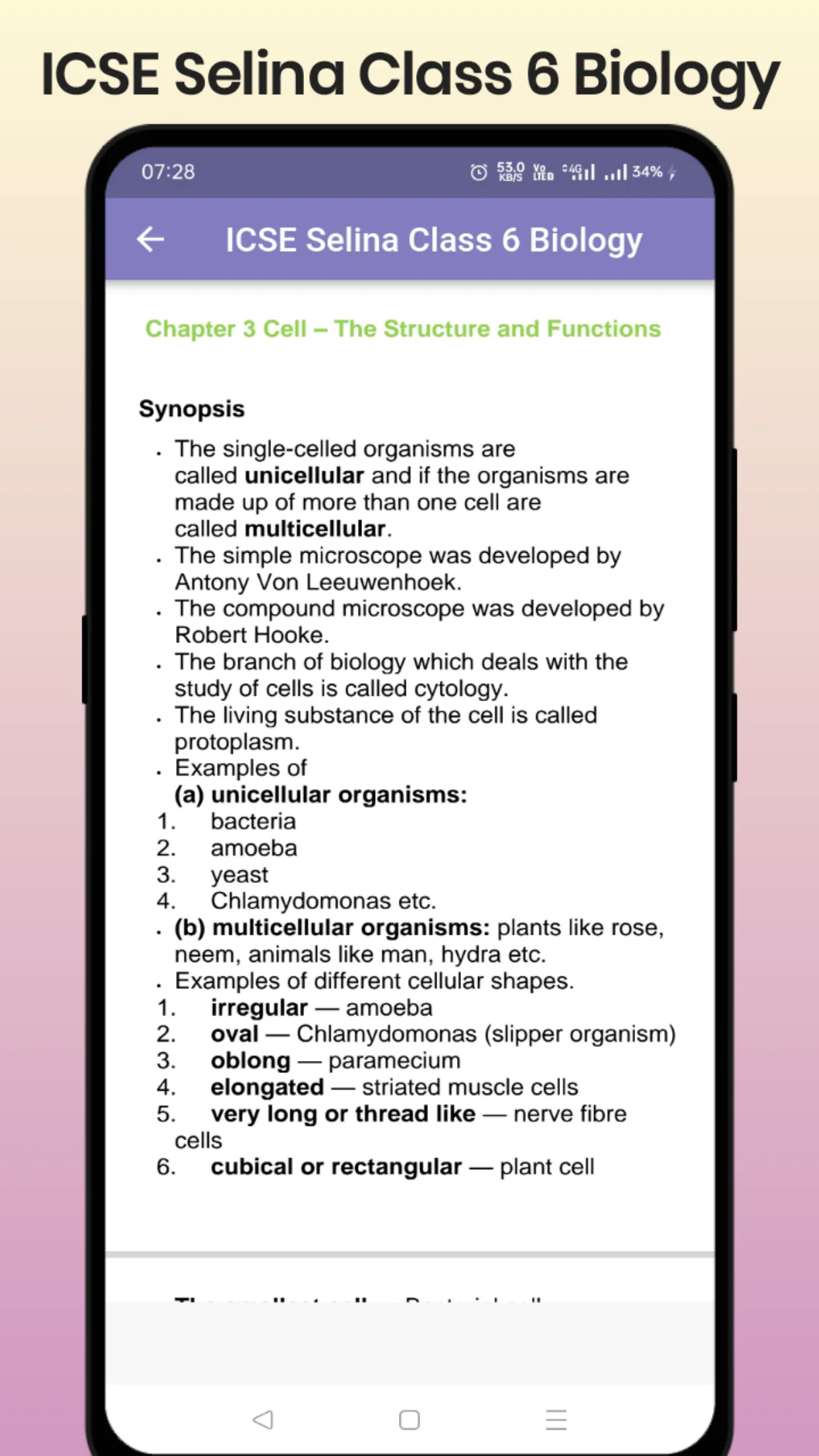 ICSE Selina Class 6 Biology | Indus Appstore | Screenshot