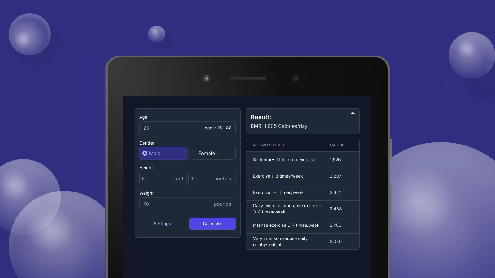 BMR Calculator | Indus Appstore | Screenshot