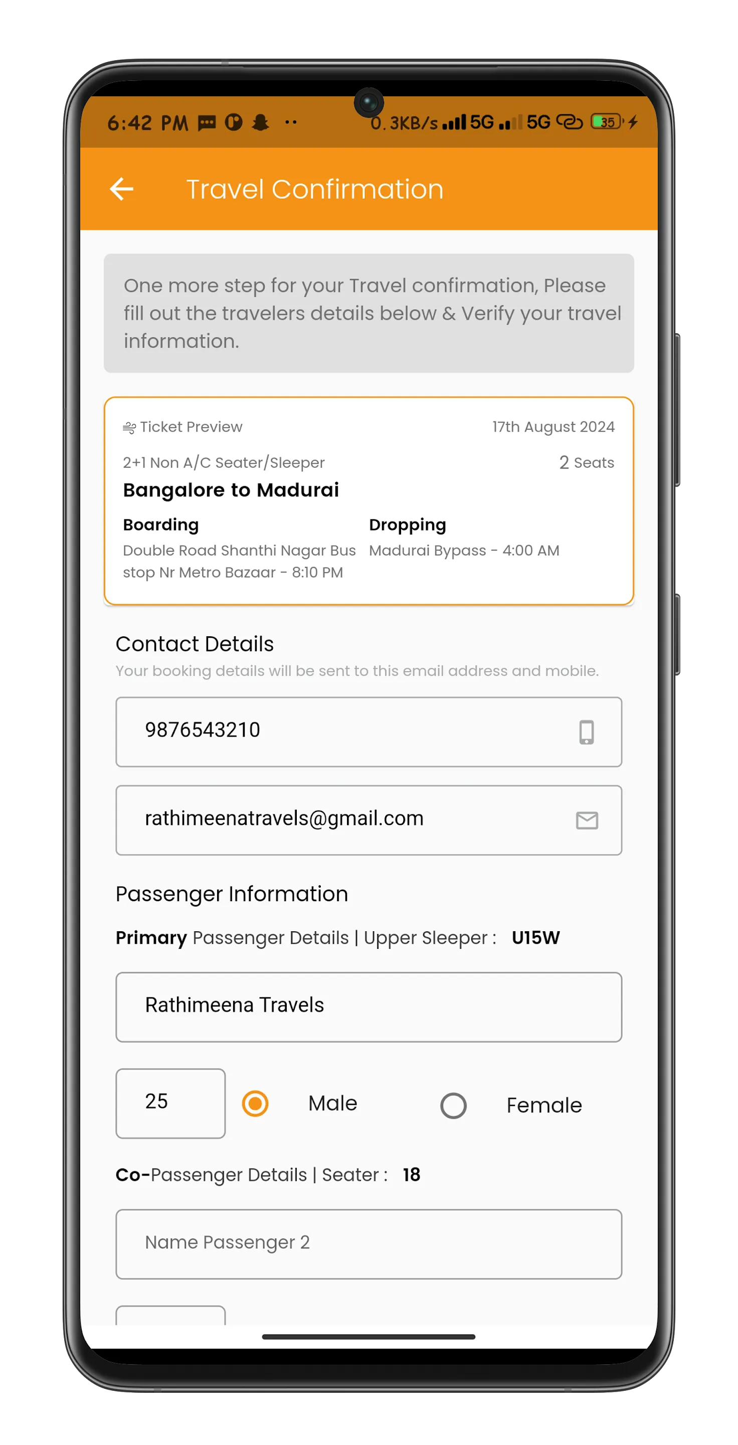 Rathimeena Travels | Indus Appstore | Screenshot