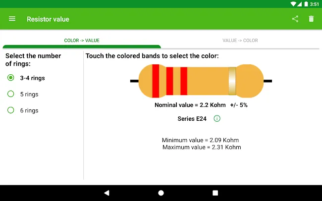 Resistor calculation | Indus Appstore | Screenshot