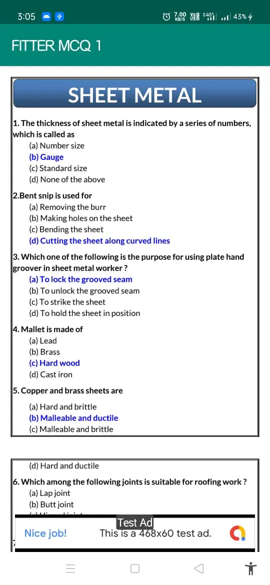 FITTER MCQ QUESTION BANK | Indus Appstore | Screenshot