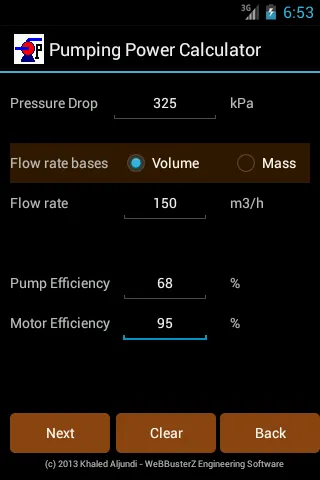 Pumping power calculator Lite | Indus Appstore | Screenshot