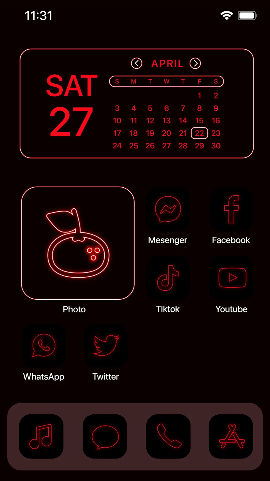 Wow Red Neon Theme - Icon Pack | Indus Appstore | Screenshot