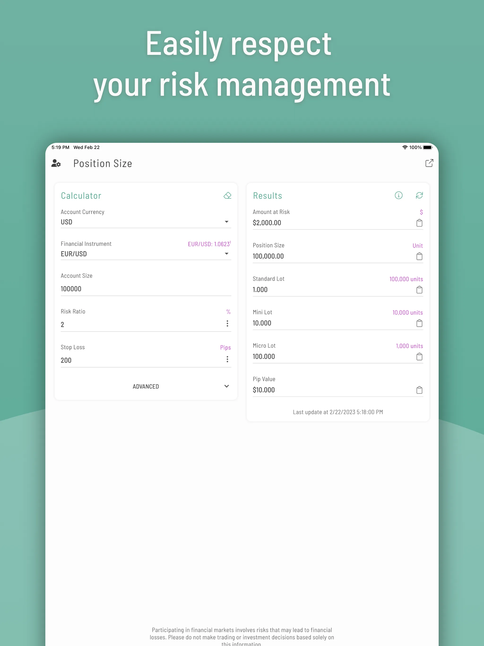 FX Position Calculator | Indus Appstore | Screenshot