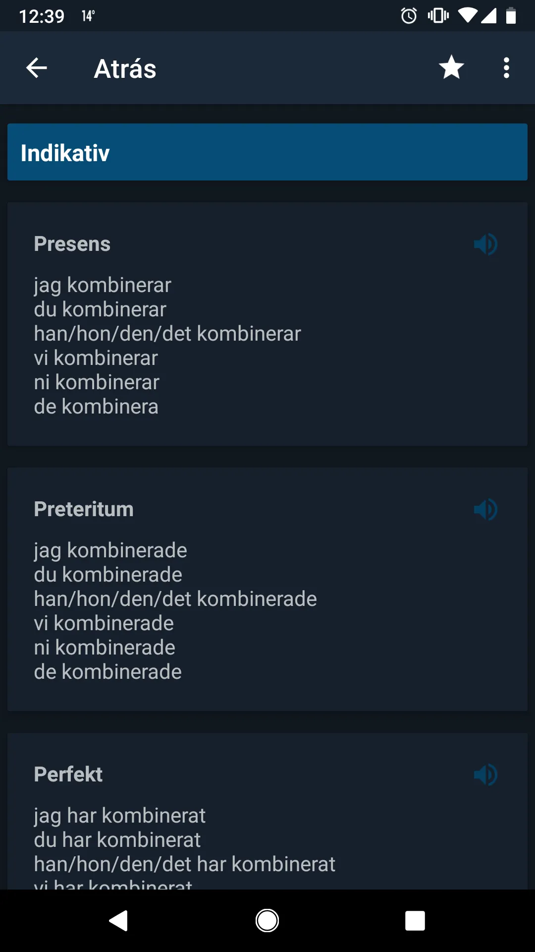 Swedish Conjugation | Indus Appstore | Screenshot