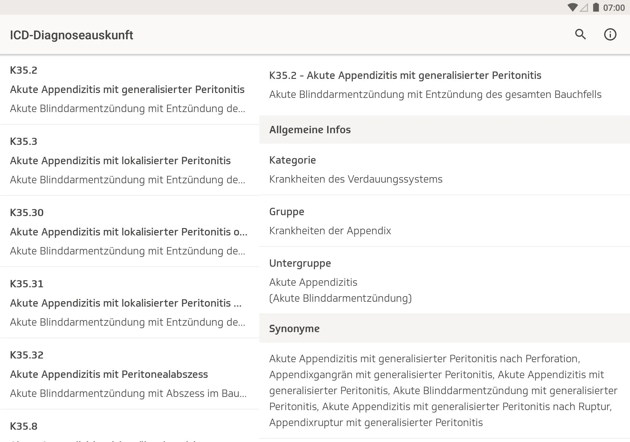 ICD-10 Diagnoseauskunft | Indus Appstore | Screenshot