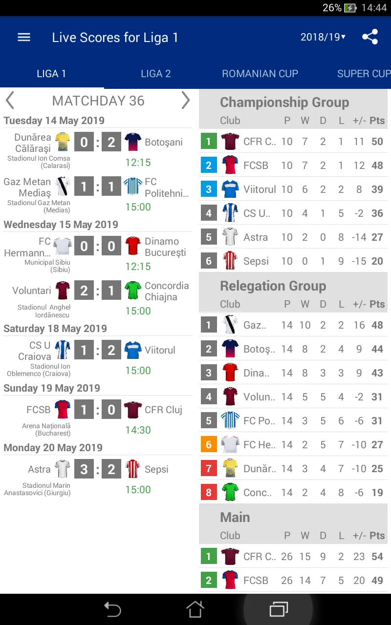 Live Scores for Liga 1 Romania | Indus Appstore | Screenshot
