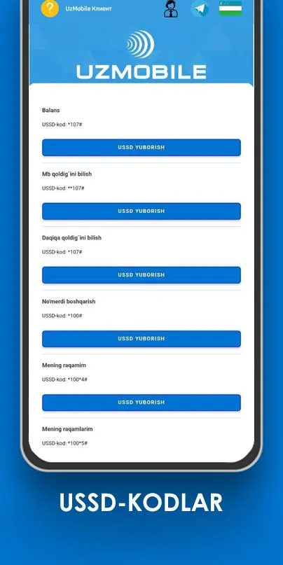 UzMobile kod (2023) USSD | Indus Appstore | Screenshot