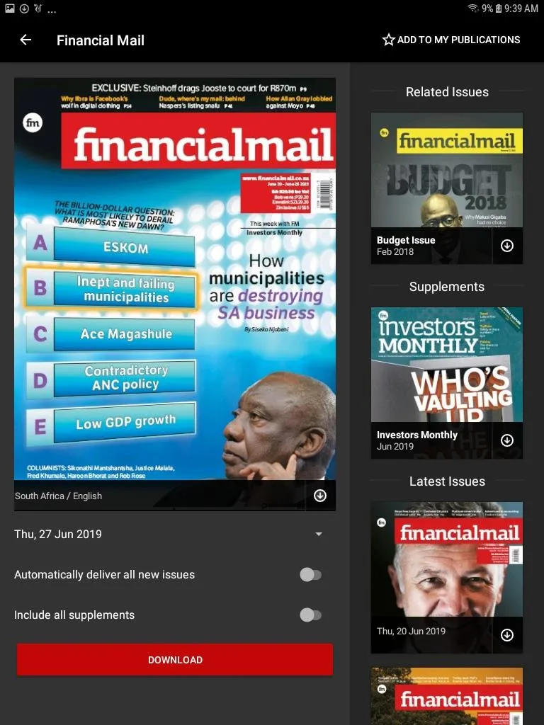 Financial Mail E-Edition | Indus Appstore | Screenshot