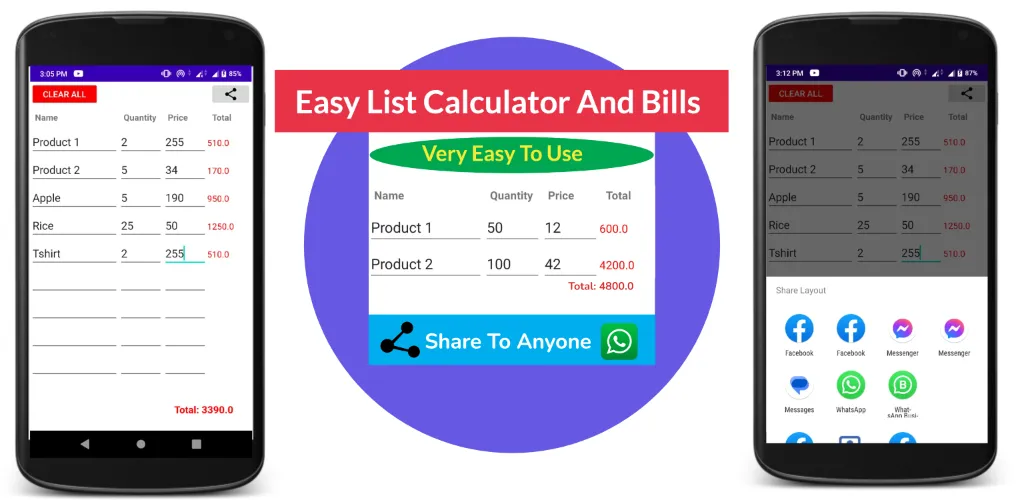 Easy List Calculator And Bills | Indus Appstore | Screenshot