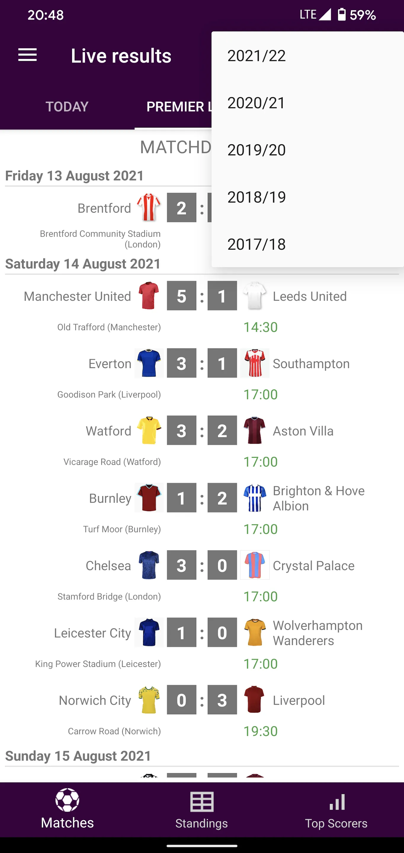 Live Scores for Premier League | Indus Appstore | Screenshot