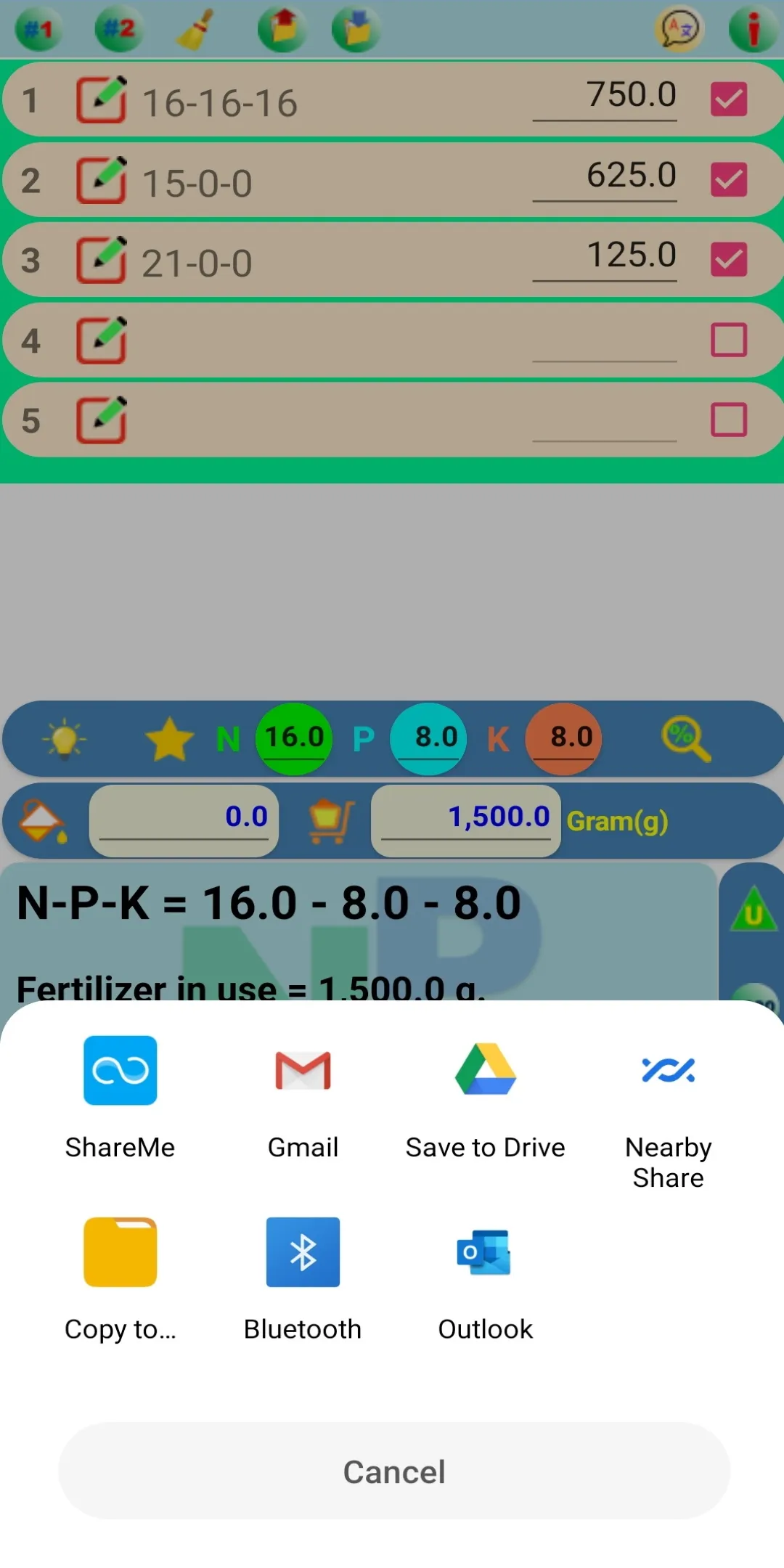 Fertilizer mixer lite | Indus Appstore | Screenshot