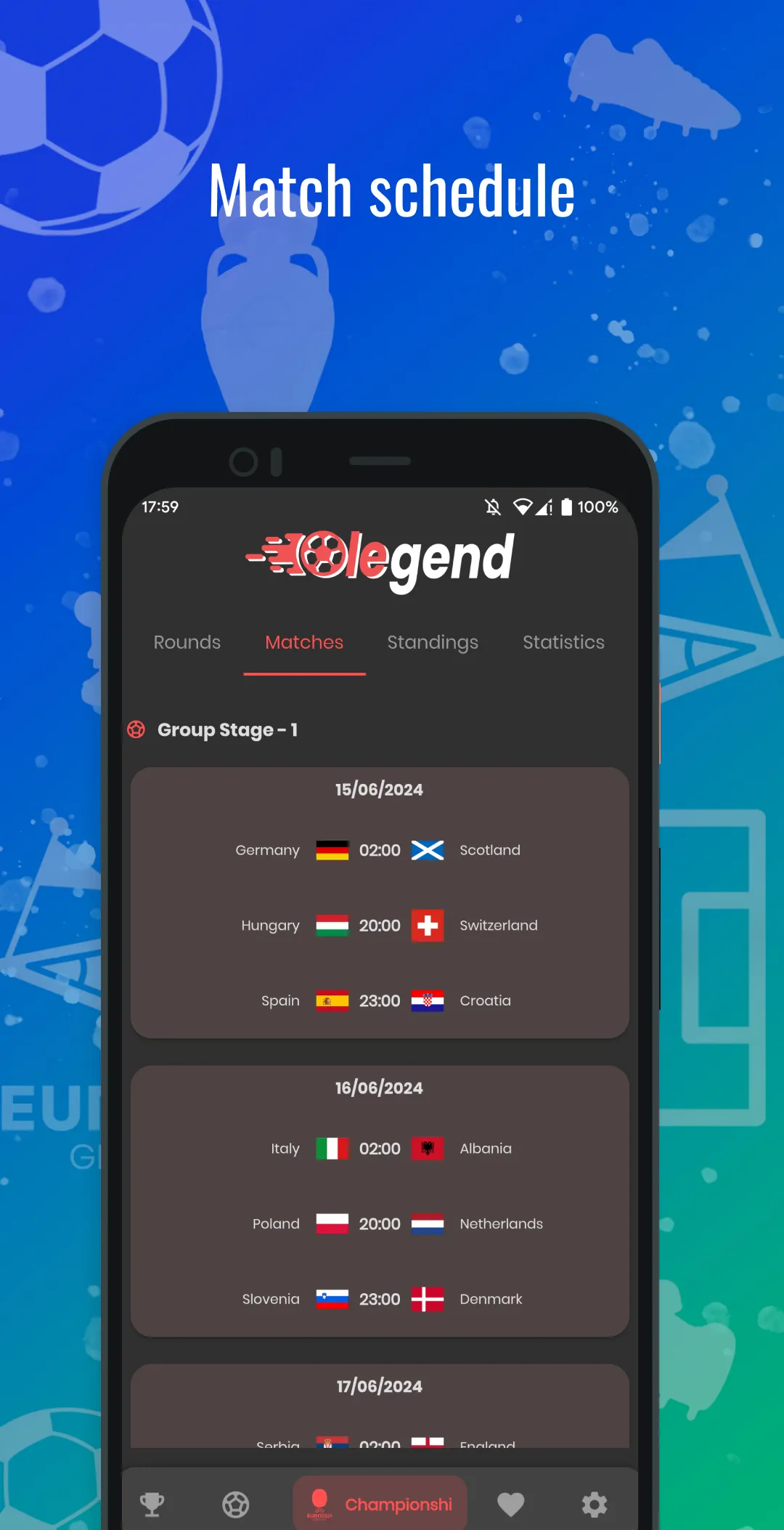 Euro 2024 - Olegend live score | Indus Appstore | Screenshot