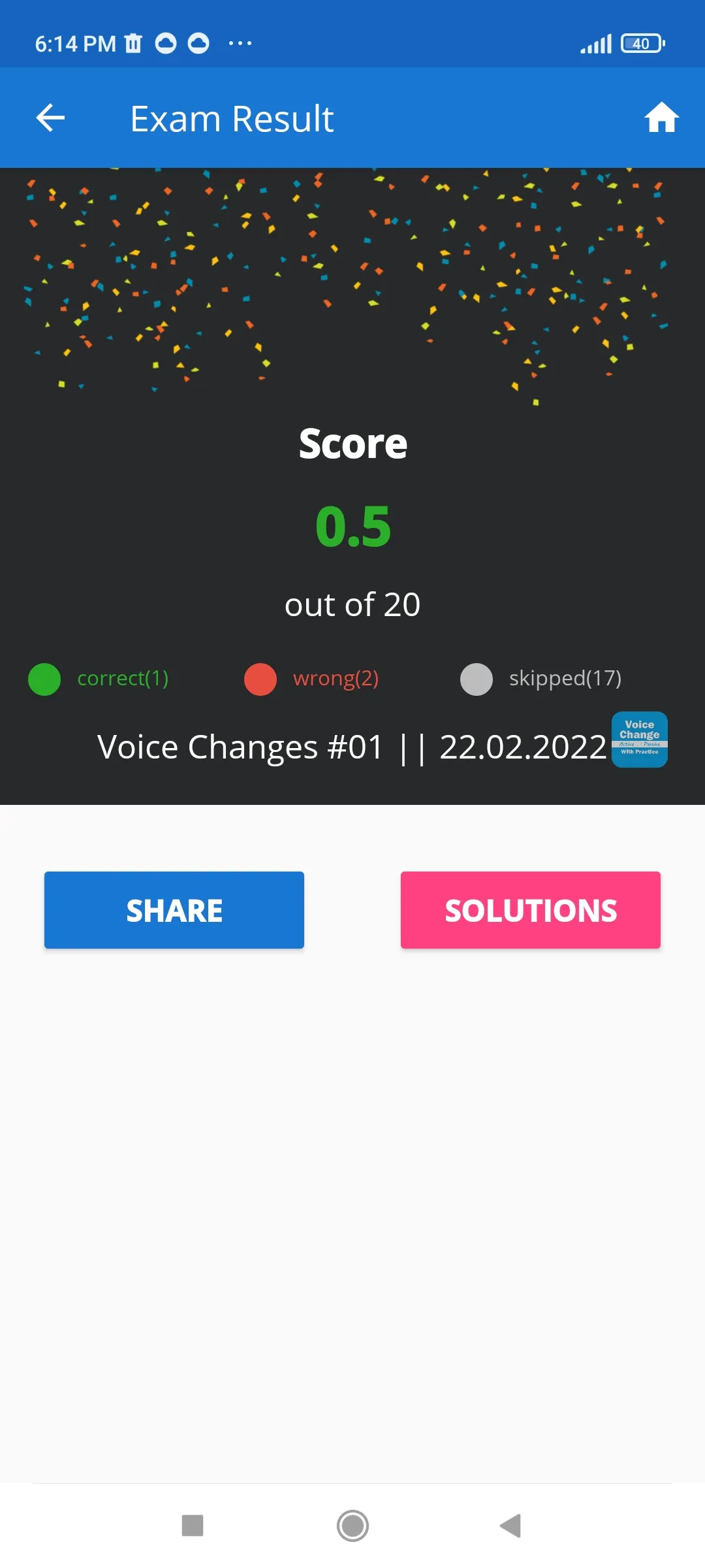 Active and Passive Voice Quiz | Indus Appstore | Screenshot