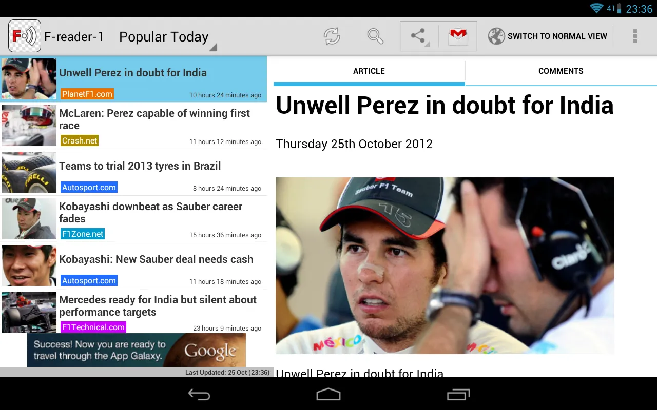 Freader1 - Formula Racing News | Indus Appstore | Screenshot