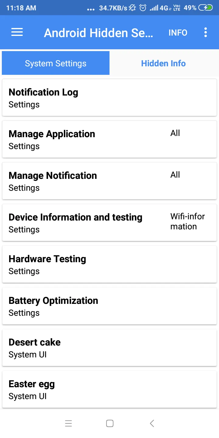 Hidden Android settings | Indus Appstore | Screenshot