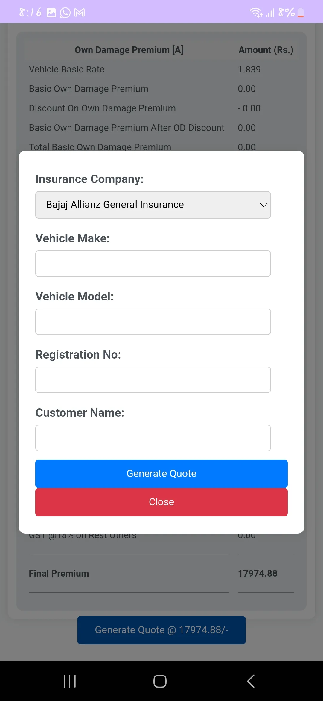 Motor Insurance Calculator App | Indus Appstore | Screenshot