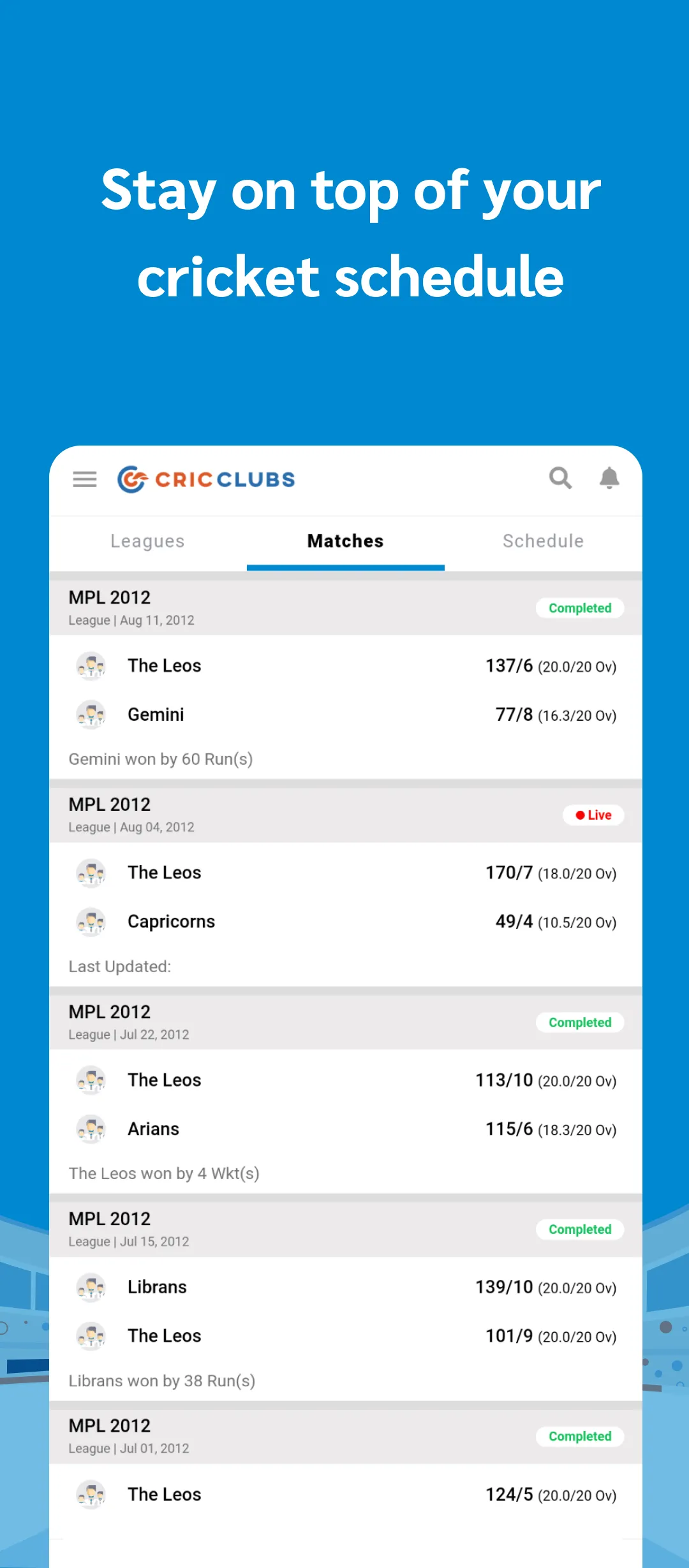 Cricclubs Mobile | Indus Appstore | Screenshot