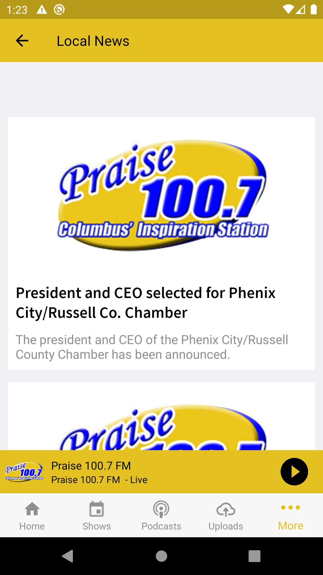 Praise 100.7 FM - WEAM | Indus Appstore | Screenshot