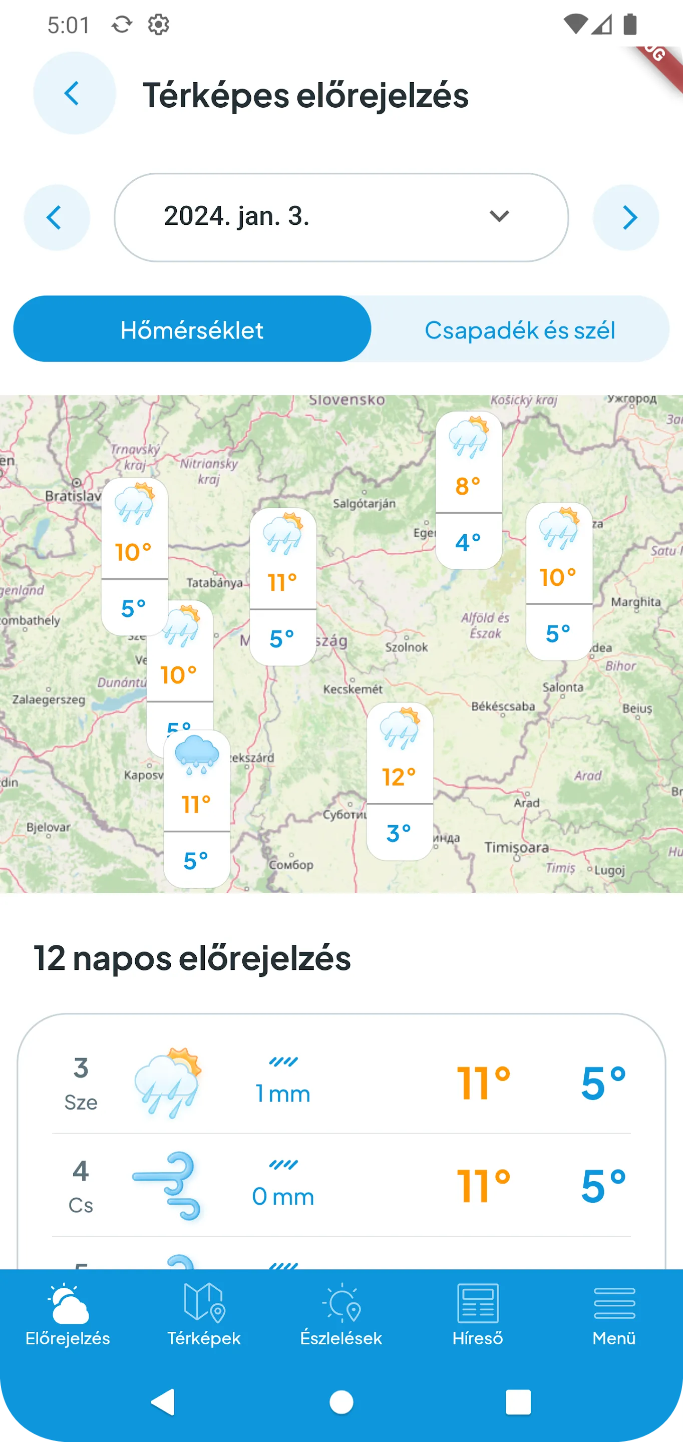 Köpönyeg - időjárás | Indus Appstore | Screenshot