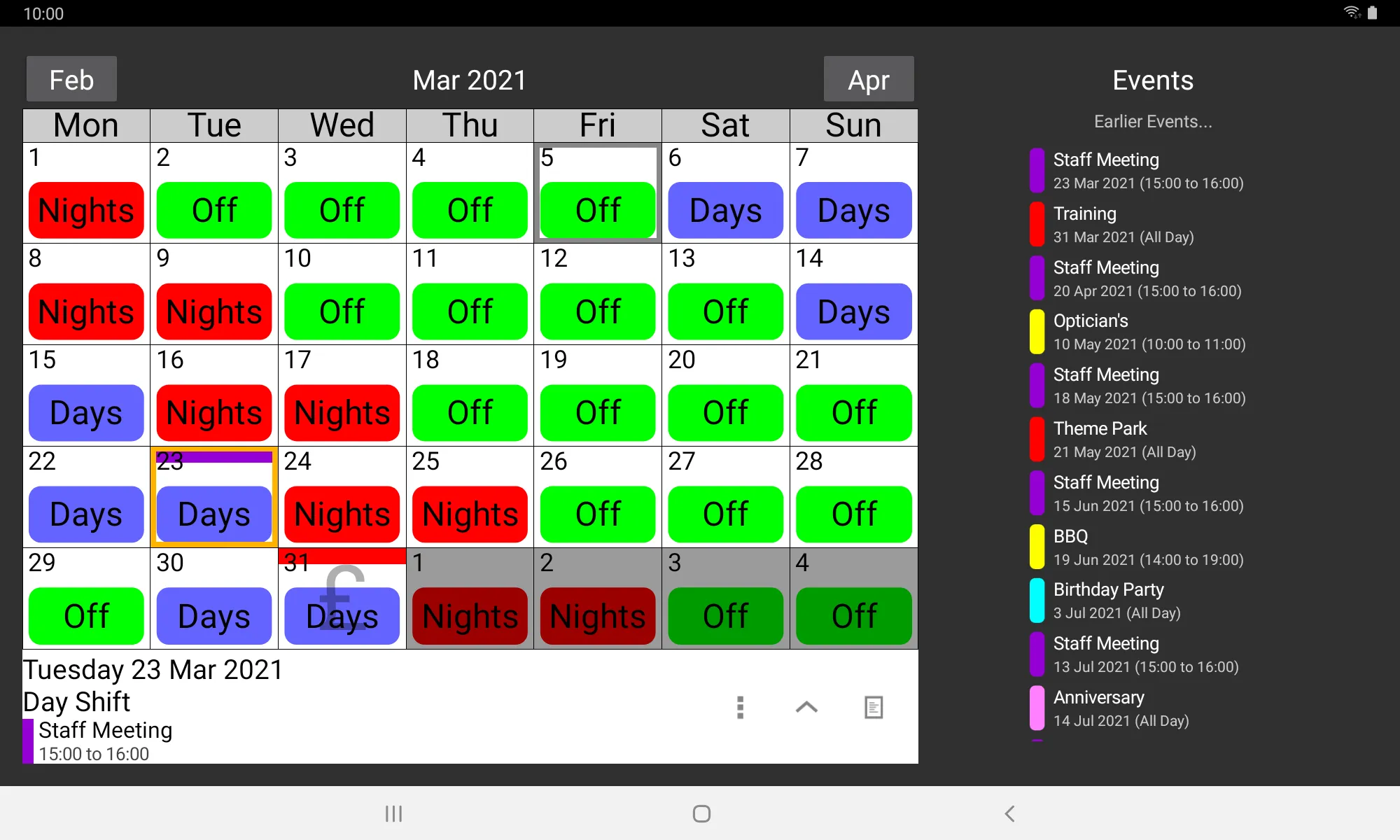 Shift Work Calendar | Indus Appstore | Screenshot