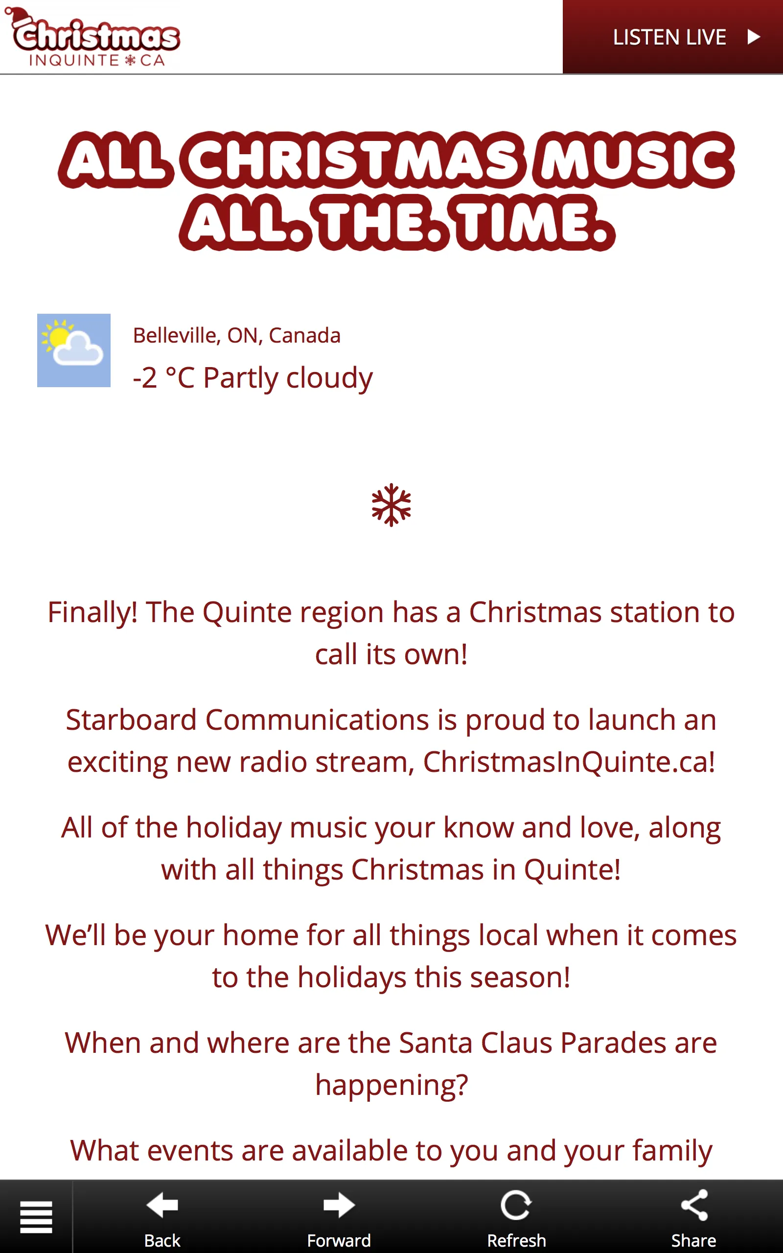 Christmas In Quinte | Indus Appstore | Screenshot