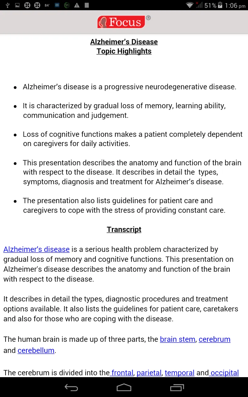 Alzheimer Disease | Indus Appstore | Screenshot