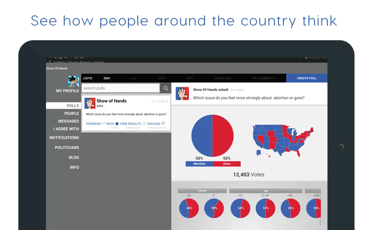 Show of Hands Polls & Politics | Indus Appstore | Screenshot