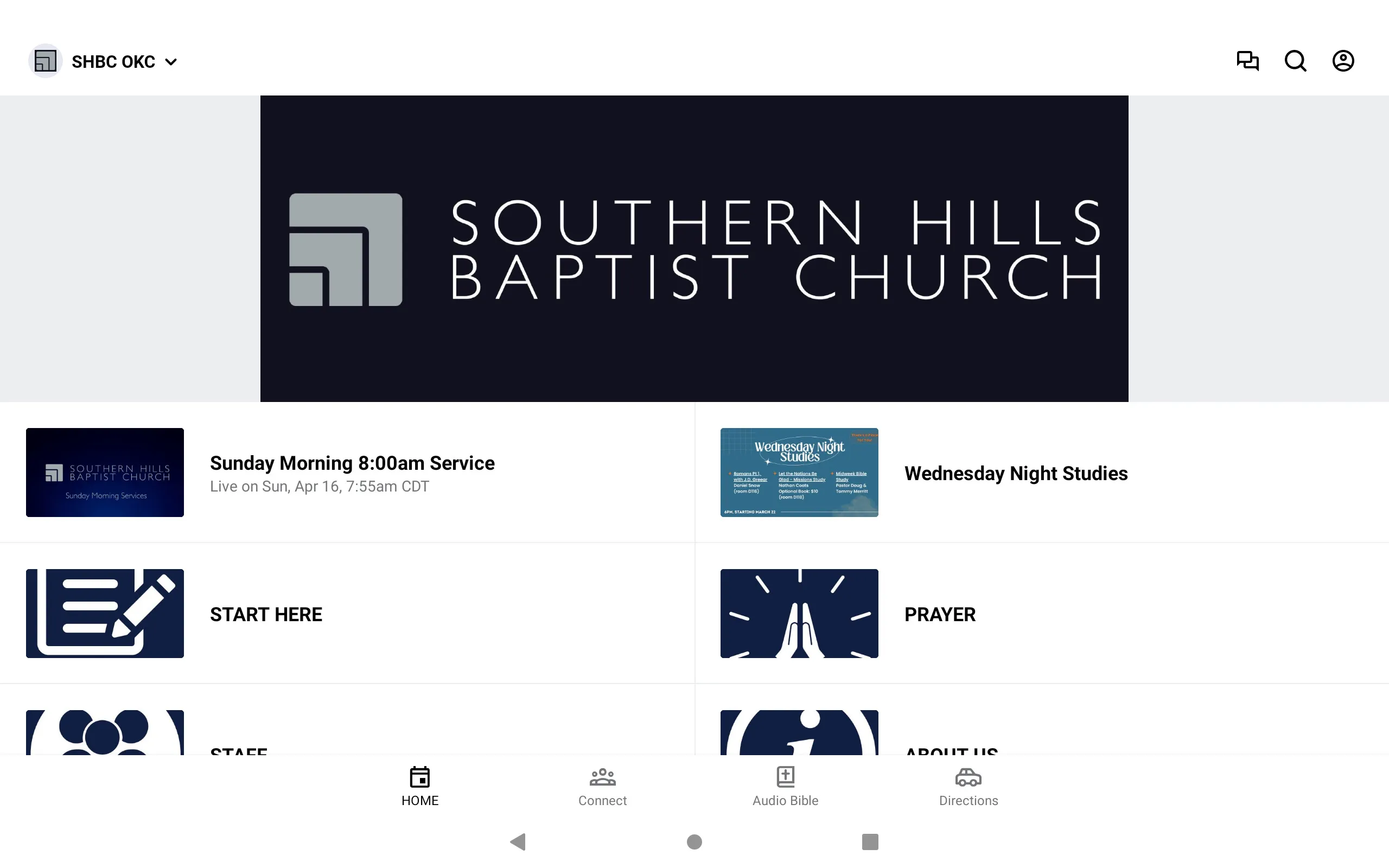 Southern Hills Baptist OKC | Indus Appstore | Screenshot