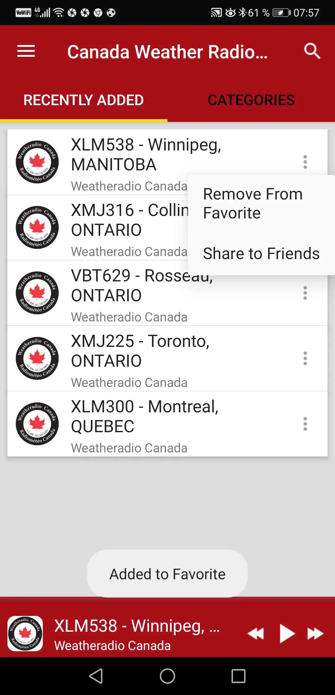 Weatheradio Canada Broadcasts | Indus Appstore | Screenshot