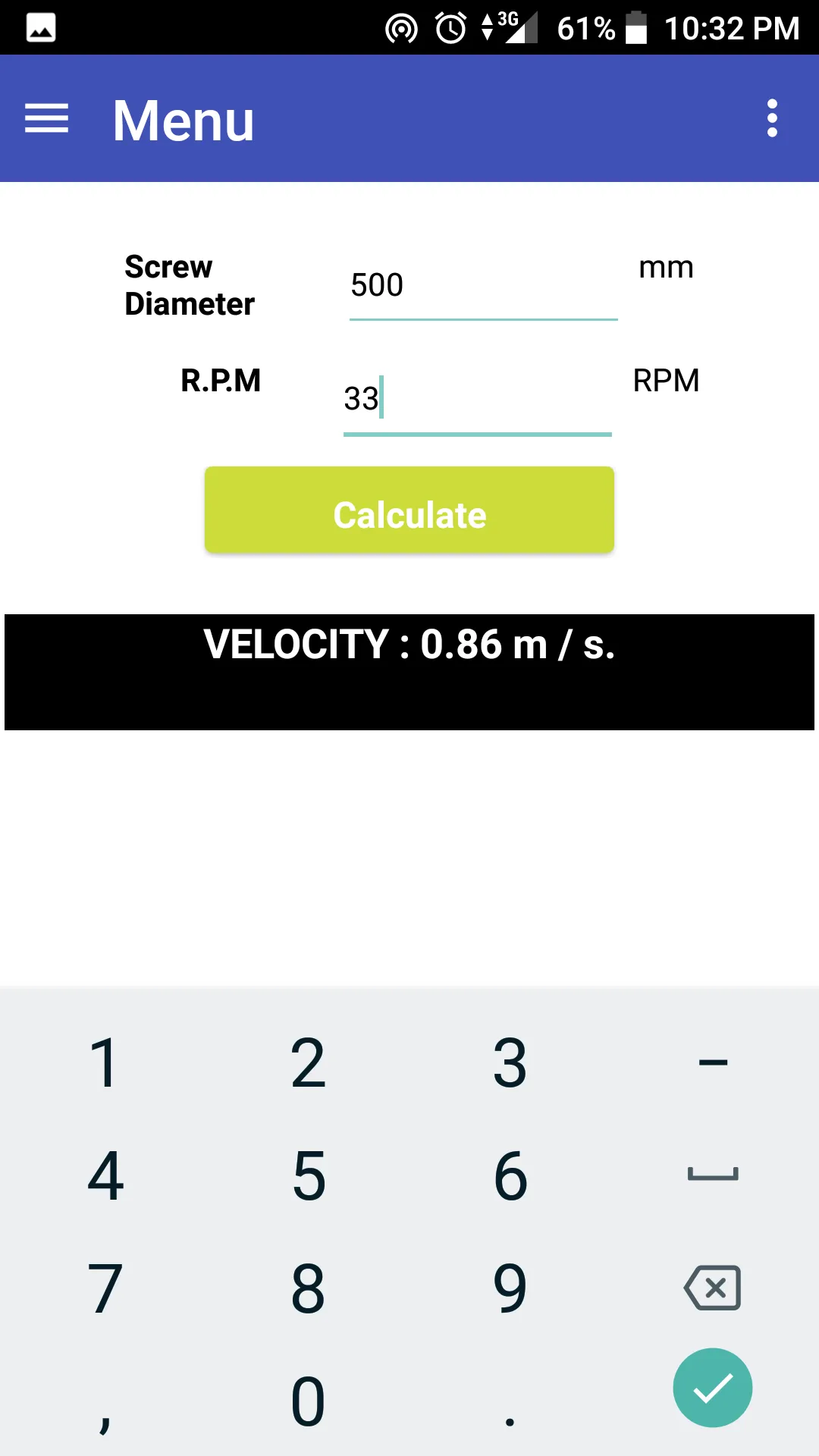 Screw Conveyor Calculator | Indus Appstore | Screenshot