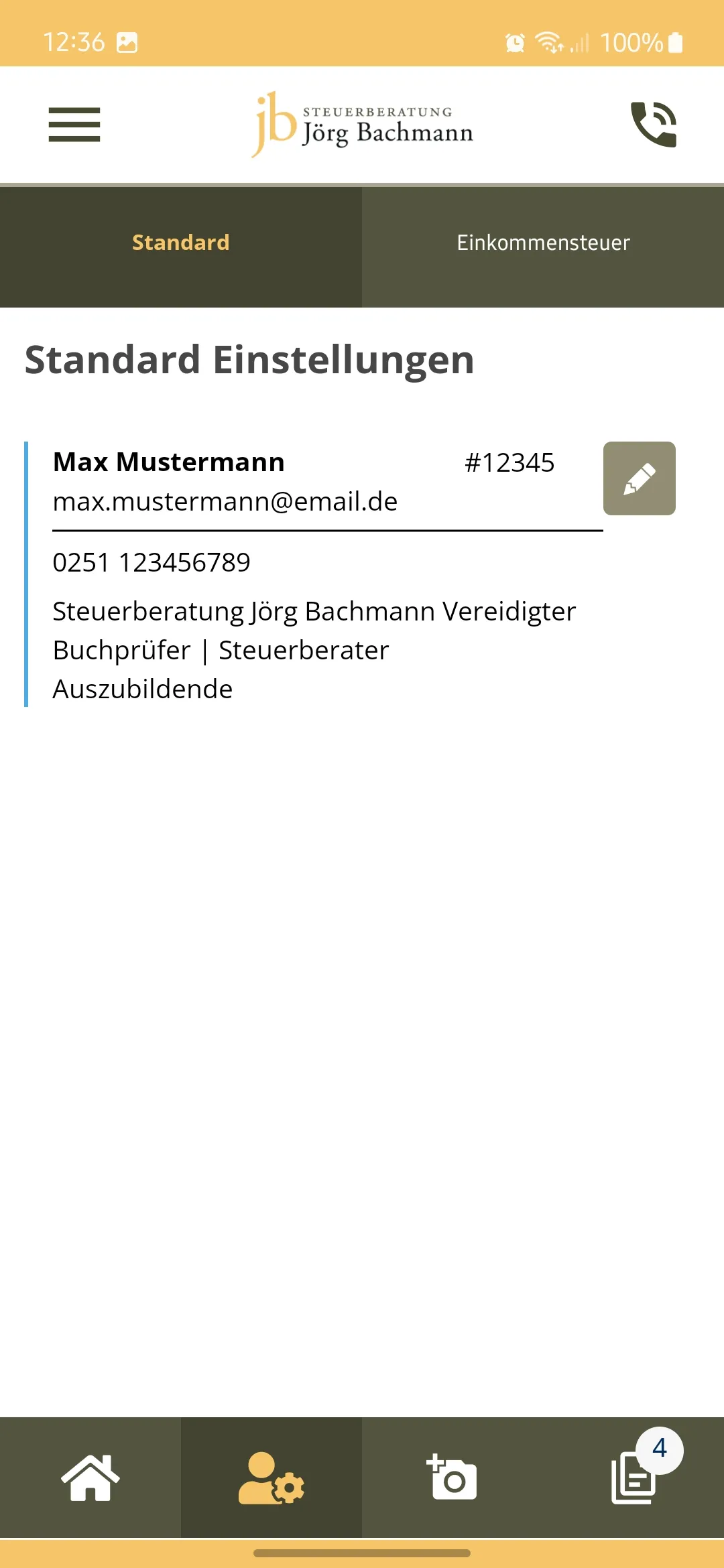 Steuerberatung Jörg Bachmann | Indus Appstore | Screenshot