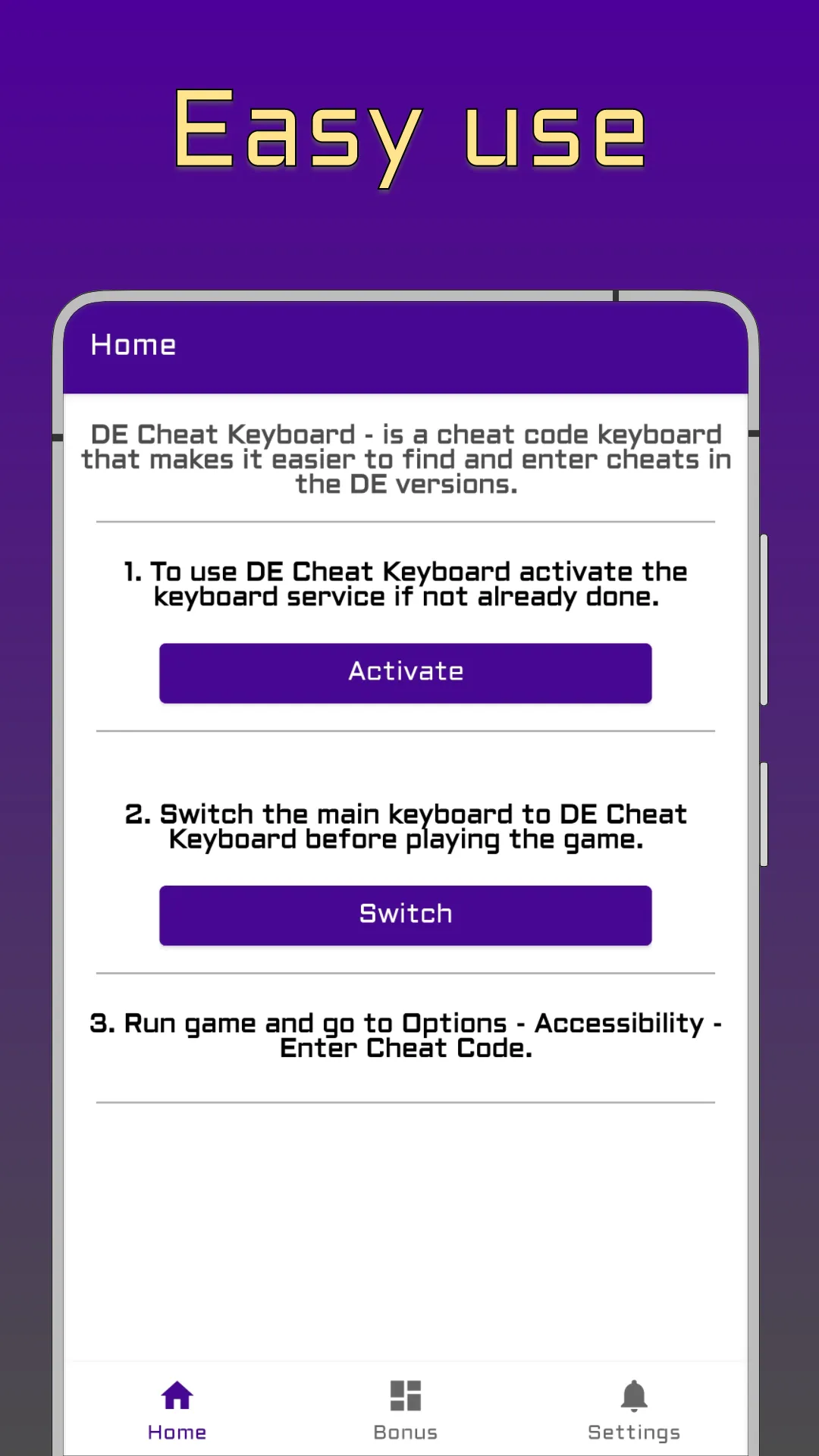 DE Cheat Keyboard | Indus Appstore | Screenshot