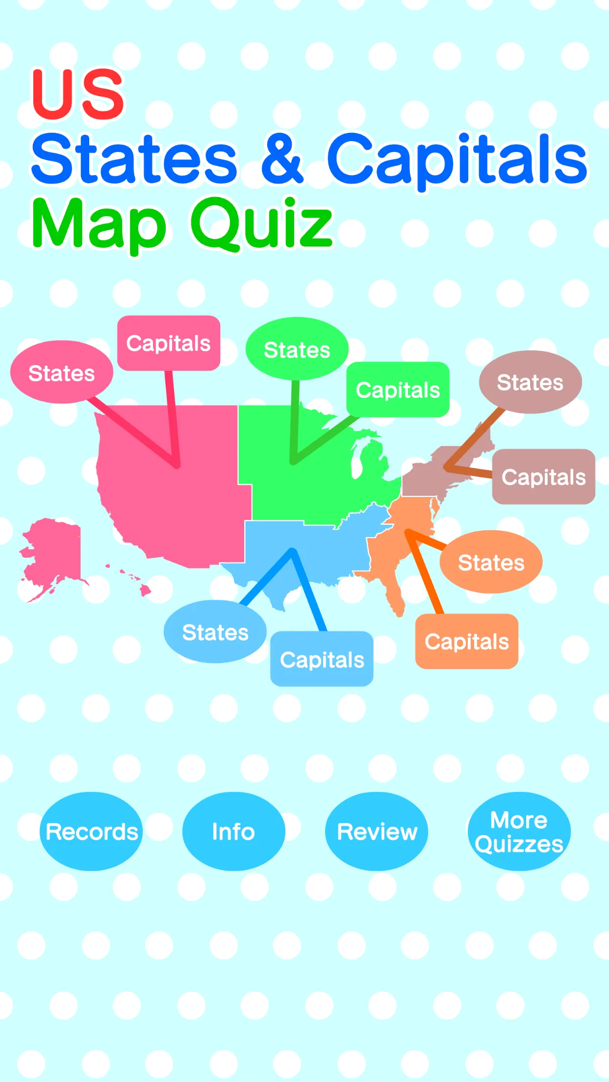 US States & Capitals Map Quiz | Indus Appstore | Screenshot