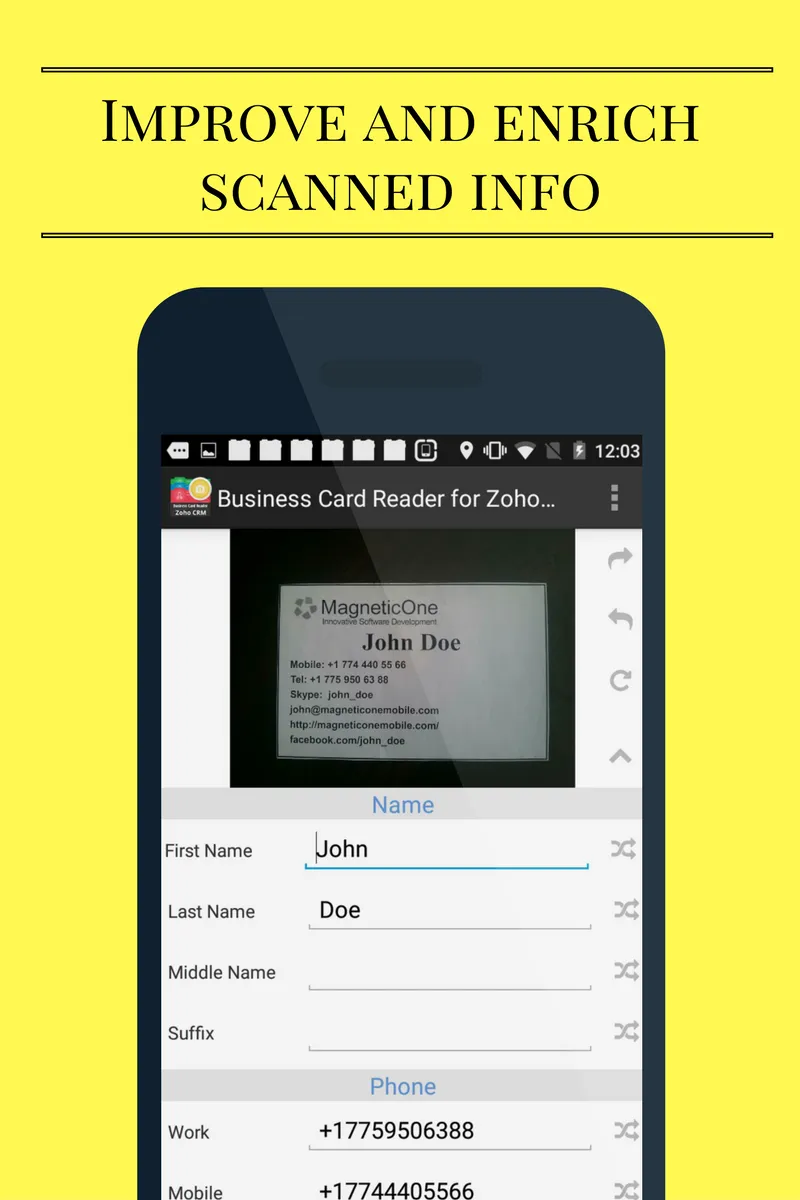 Business Card Reader for Zoho  | Indus Appstore | Screenshot