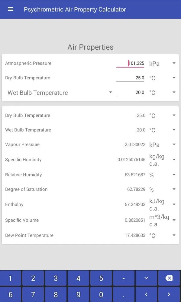 Psychrometric Calculator | Indus Appstore | Screenshot