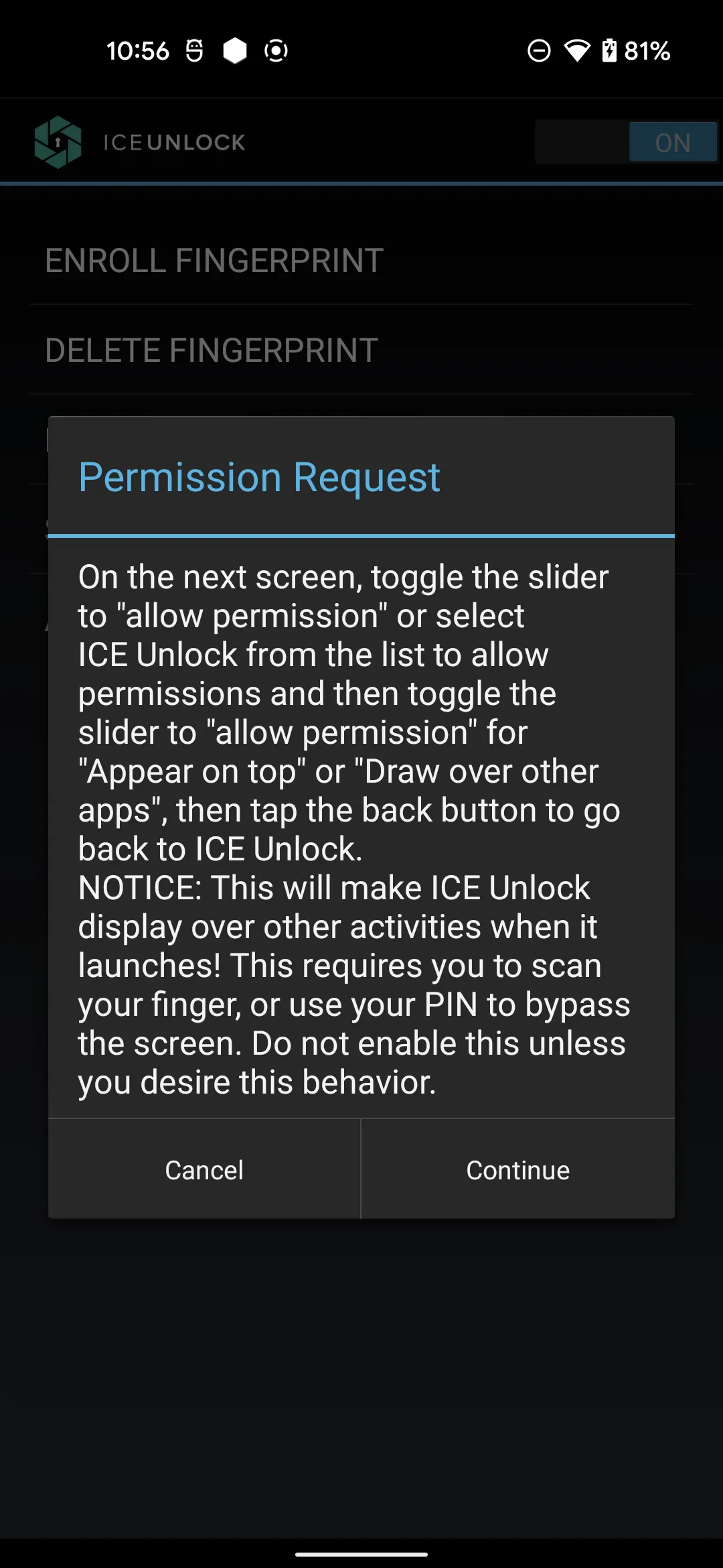 ICE Unlock Fingerprint Scanner | Indus Appstore | Screenshot